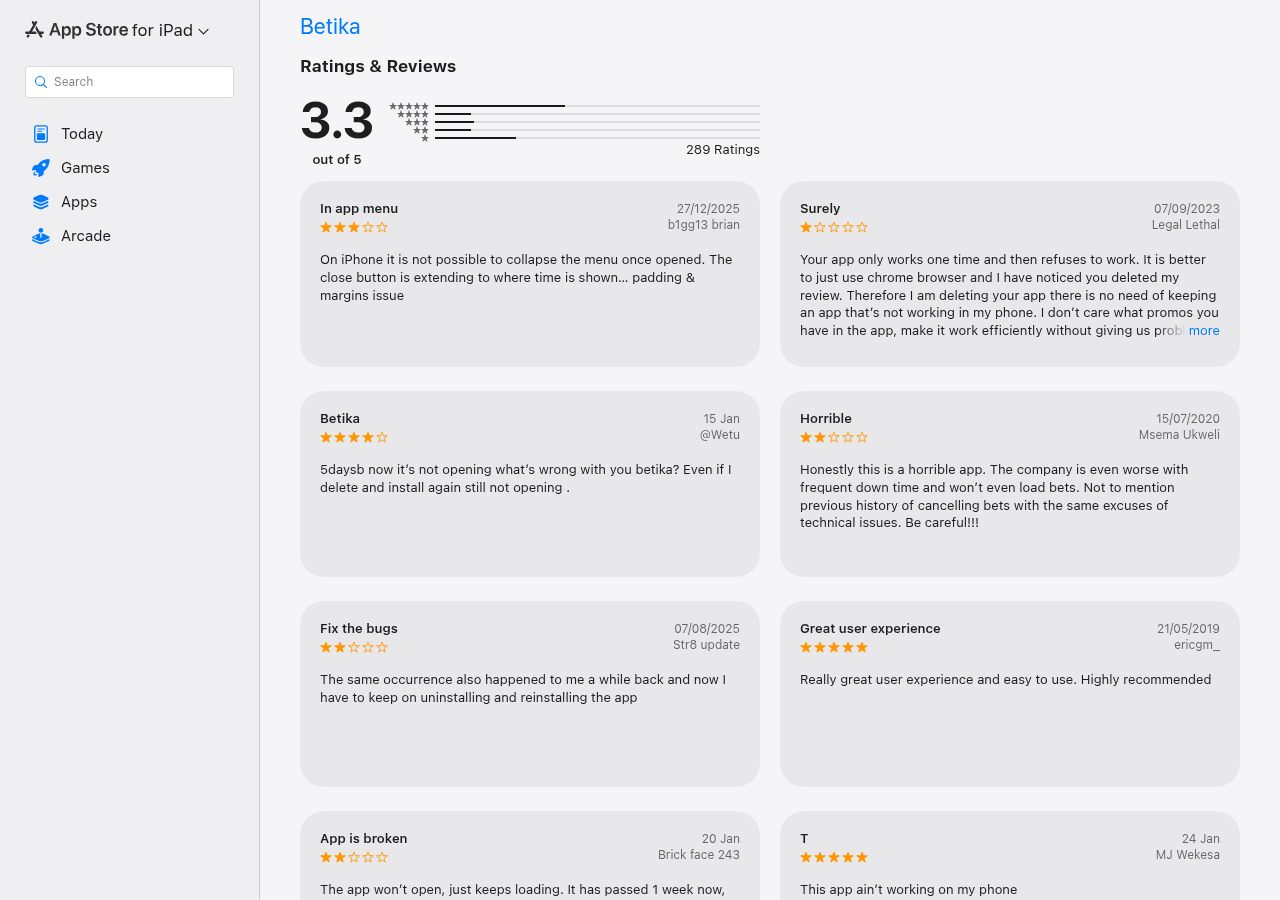 Context capture of Betika user reviews from Kenya