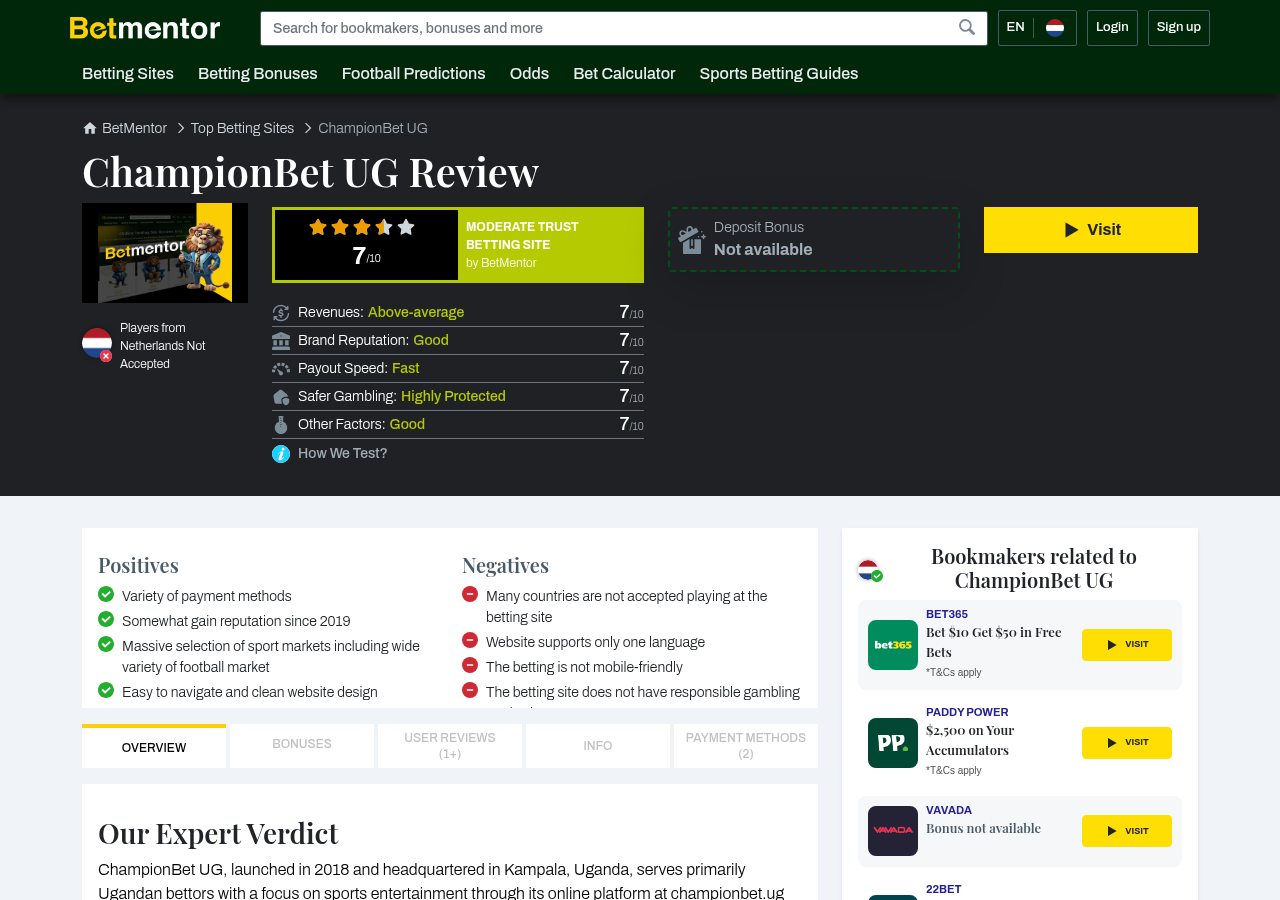 Contextual capture of a third-party ChampionBet Uganda review and feedback area